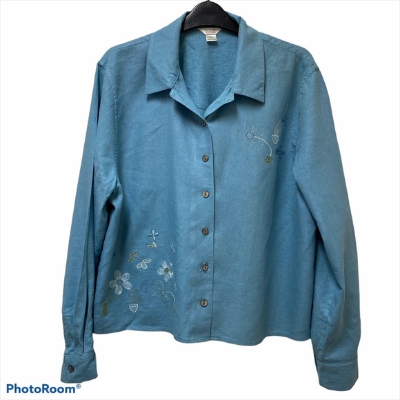 Christopher & Banks Floral Embroidery Linen Jacket - Picture 1 of 5